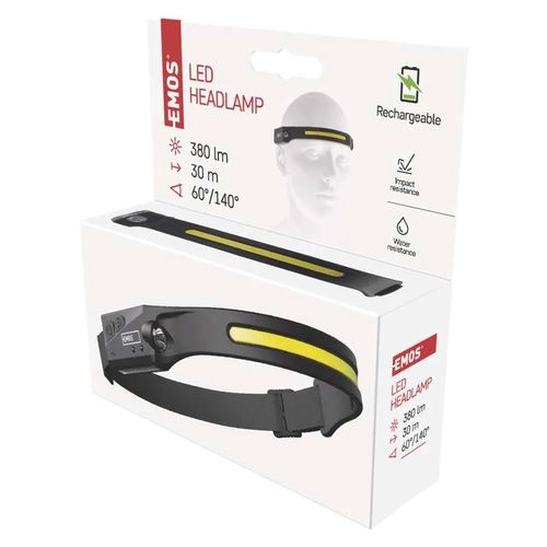 COB LED Rechargeable Headlamp, 380 lm, Li-Pol 1200 mAh, EMOS P3541 8592920112571