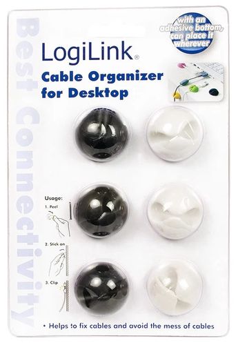 Self-adhesive cable holder;6pcs;for cables PC-KAB0009