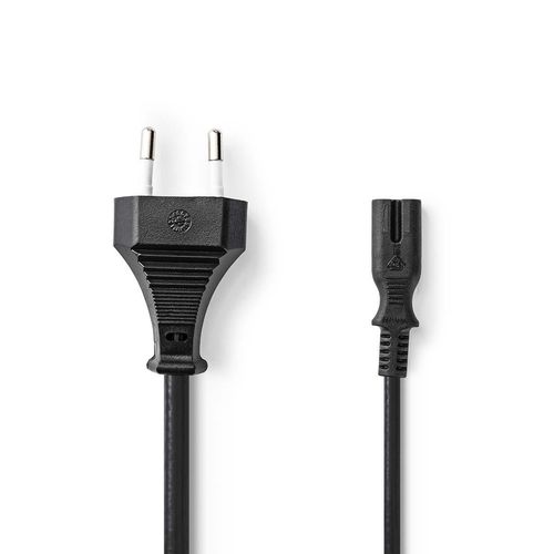 Power Cable | Euro Male | IEC-320-C7 | Straight | Straight | Nickel Plated | 3.00 m | Flat | PVC | Black | Box PCGB11040BK30 5412810305520