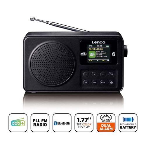 Portable DAB+/FM radio with Bluetooth Black PDR-033BK 8711902086376