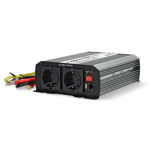 Power Inverter Modified Sine Wave | Input voltage: 24 V DC | Device power output connection(s): Type F (CEE 7/3) / USB-A | 230 V AC 50 Hz | 1000 W | Peak power output: 2000 W | Screw Terminal | Silver PIM100024FGY 5412810449163