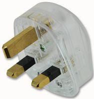 UK MAINS PLUG, 13A, 240VAC, PC, CLEAR PE01010