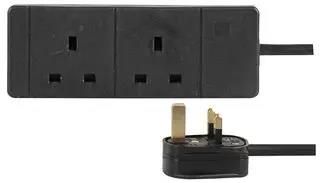 EXTENSION LEAD 2 GANG BLACK 3M 2118 BLACK 3M