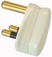 MAINS PLUG, ROUND PIN, WHITE 15A 888