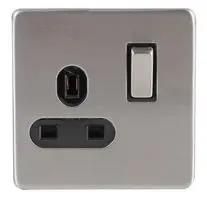 SOCKET 1 GANG BRUSHED CHROME BC1809