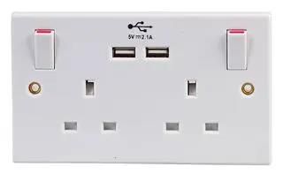 SWITCHED SOCKET, 2-GANG, 13A, 250V 2213U