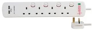 EXTENSION LEAD 4G SURGE WITH USB WHT 2M 8418SU SURGE