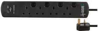 EXTENSION LEAD 4G SURGE WITH USB BLK 2M 8418SU BLK SURGE