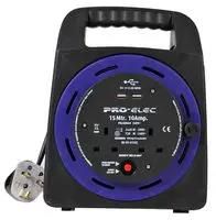 HANDBAG REEL, 2-GANG, 10A WITH USB 15M PEL00804