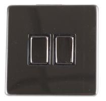 LIGHT SWITCH 2G 2W BLK NICKEL SCREWLESS PELB1141