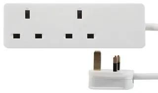 EXTENSION LEAD TWO GANG WHITE 15M PELB1404
