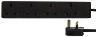 EXTENSION LEAD FOUR GANG BLACK 1M PELB1407