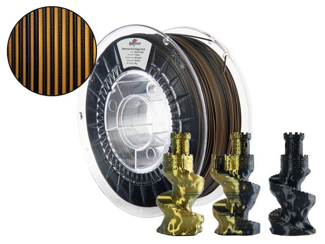Filament PLA Magic silk SOLAR ECLIPSE (kuldne, must) 1kg Spectrum PLA-MagSolEcl-1-SPEC 5905991404705