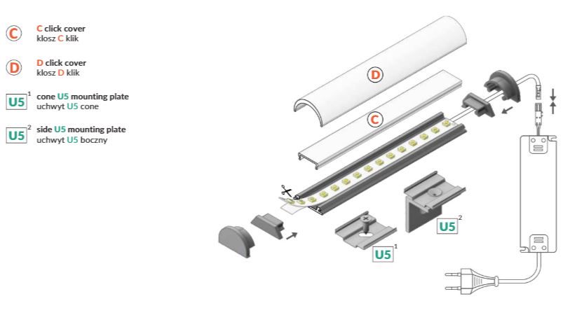 LED Profile aluminum, anodized, bendable, ARC12, 3m, TOPMET PROF-ARC12-3Ms 5901597248996