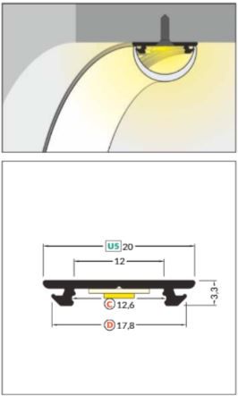 LED Profile aluminum, anodized, bendable, ARC12, 3m, TOPMET PROF-ARC12-3Ms 5901597248996