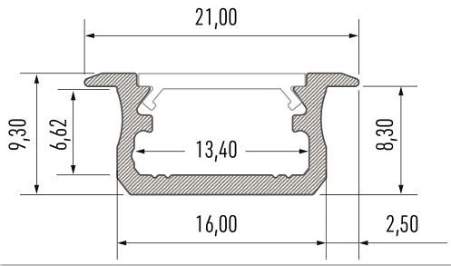 LED Profile LUMINES type B silver anodized 1 m PROF-B-1Ms 5901854771137