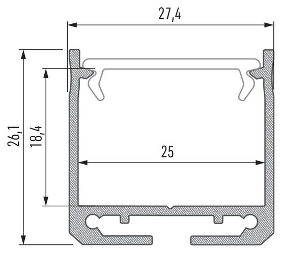 Aluminum profile for LED strips surface, wide, deep, DILEDA, 2.02m LUMINES PROF-DILEDA-2Ms 5902973362466