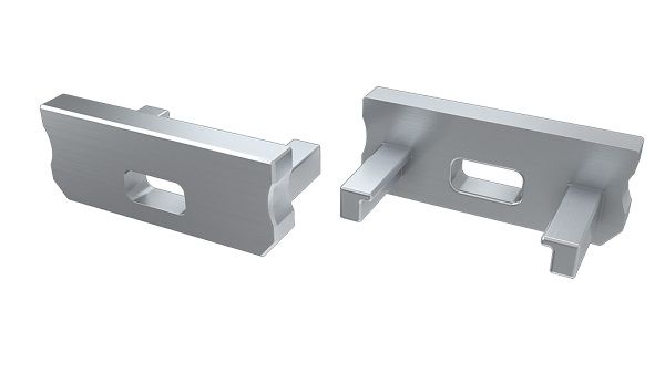 Endcap for LED profile LUMINES type D, grey, with hole PROF-Ds-EDCAP-WH 5901854777054