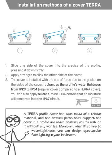Крышка TERRA со светодиодным профилем, герметичная, белая, LUMINES PROF-TERRA-MILK2 5901854775050