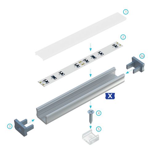 LED profiil LUMINES tüüp X, hõbedane, anodeeritud, 2.02m 10-0084-20 (saatmine ainult kulleriga) PROF-X-2Ms 5901854773414