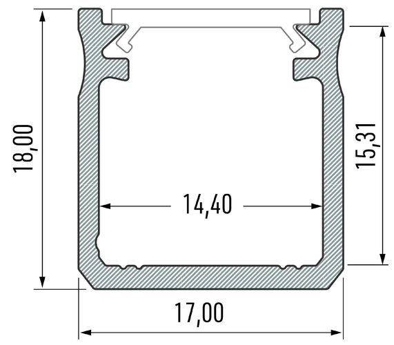 Anodeeritud alumiiniumprofiil Y, must, LED ribadele, 17x18mm, Y, 2,02m, 10-0092-20, LUMINES PROF-Y-2Mb 5901854773834