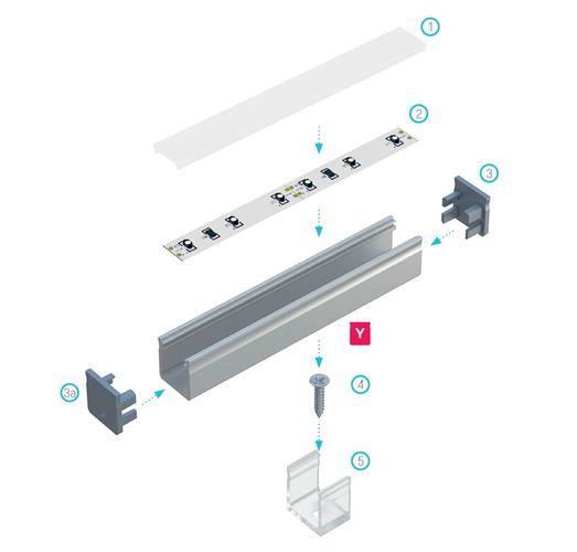 LED profiil valge lakitud, kõrge, tüüp Y, 2,02m, 10-0091-20, LUMINES PROF-Y-2Mw 5901854773698