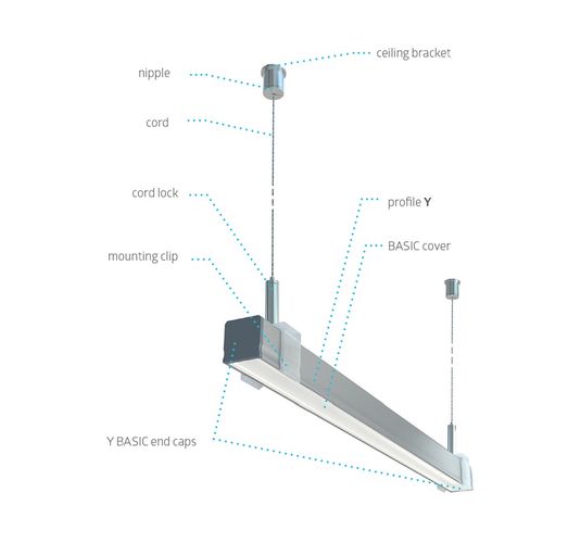 LED Profile LUMINES type Y silver anodized 1 m PROF-Y-1Ms 5901854774107