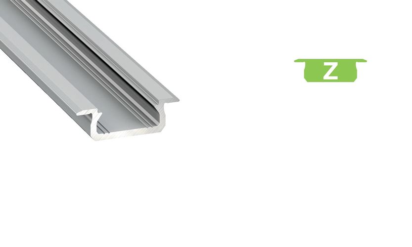 Aluminum profile for LED strips recessed, thin, Z, 1m LUMINES PROF-Z-1Ms 5901854774800