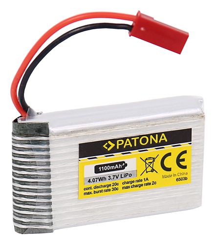 RC Battery 3,7V 1100mAh JST Li-Polymer for Walkera Dragonfly, HM 5G4 PT6503 4055655117630; 4055655159760