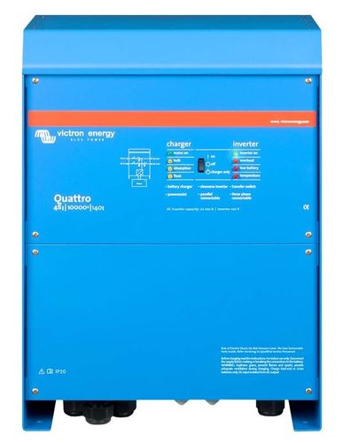 Inverter - laadija Quattro 48/10000/140-100/100 230V VE.Bus, puhas siinuslaine, Victron Energy QUA481030010 8719076024200