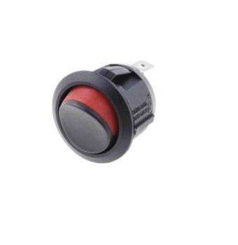 Rocker switch; ON-OFF, fixed, 2pins. 6A/250Vac, Ø19.8mm, SPST, round black-red R13-112A2