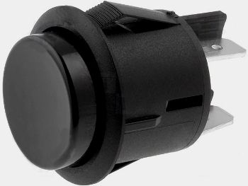 Switch:push-button; OFF-(ON); nonfixed; 4pins; 16A/250VAC DPST-NO  Ø19mm, balck R13-541A-01