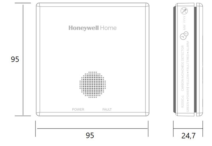 Süsinikmonooksiidi (CO) detektor Honeywell R200C-1