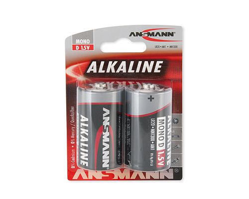 Алкалиновые батарейки LR20 (D) 1,5V 16000mAh ANSMANN 2шт блистер R20A/ANS-BL2 4013674007493