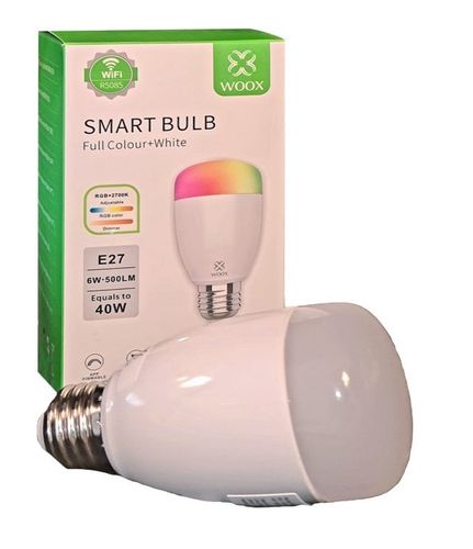 LED bulb E27, 230V, 6W, 500lm, 2700K - 6500K, CCT, RGB, smart Wi-Fi, app controllable, TUYA, WOOX R5085-DIAMOND 8435350741785