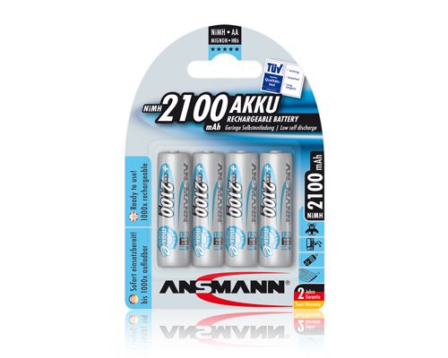 Аккумуляторы R6 (AA) 1.2V 2100mAh Ni-Mh ANSMANN 4шт блистер R6/2100/ANS-BL4 4013674350520