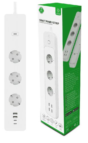 Smart Power strip, 3680W, energy metering, USB A + USB C, TUYA / Smart Life, WOOX R6132 8435606729130