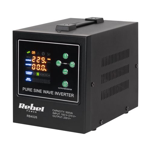 POWER-500-LFP4 500VA/300W 12V/230Vac inverter sinusoidse väljundpinge ja laadimisfunktsiooniga RB-4026 5901890116312