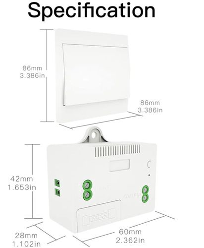 Wireless switch, receiver 230Vac, RF433 RT-D-Z-RC-EN 6974246475356