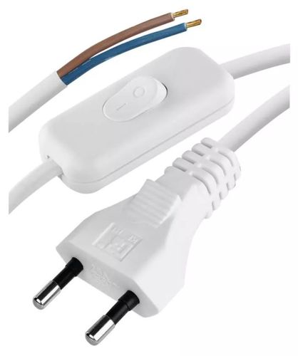 Power Cord PVC 2× 0,75mm² with switch, 2m, white S08272 8595025321282