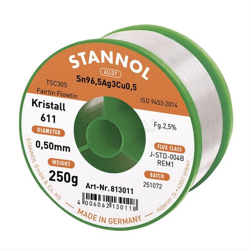 Jootetraat Sn96,5/Ag3/Cu0,5 0,50mm 250g räbustiga Stannol S/813011 4006062130118