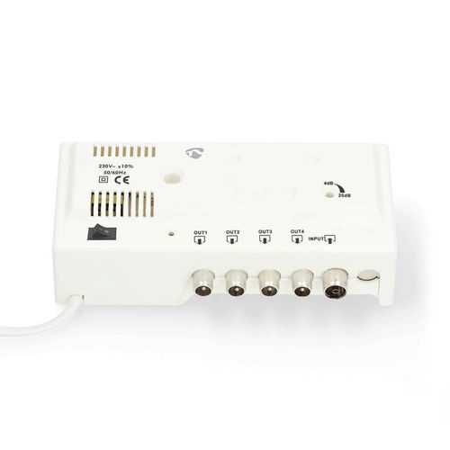 CATV Amplifier | Gain: 20 dB | 47 - 694 MHz | Number of outputs: 4 | Gain control | White SAMP42244WT 5412810469123