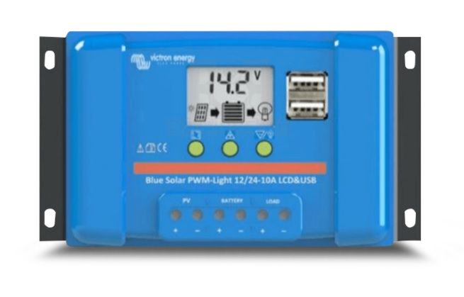 Контроллер зарадки BlueSolar PWM-LCD и USB 12/24V-10A SCC010010050 8719076046189