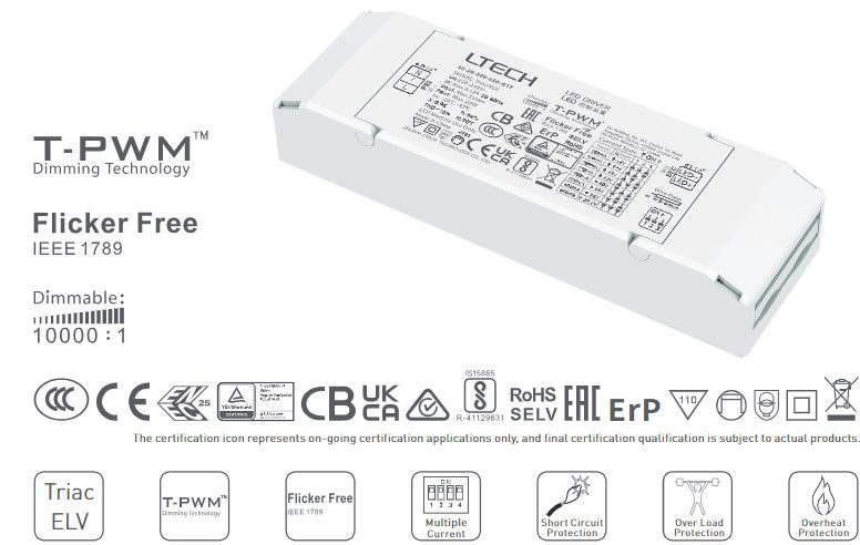 Источник тока 20 Вт, LED, 300–650 мА, 9–42 В, TRIAC, LTECH SE-20-300-650-G1T