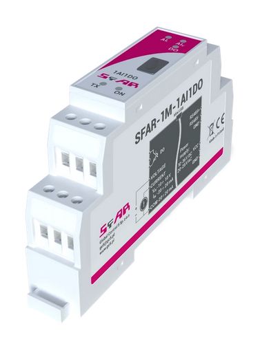 Industrial I/O module with Modbus RTU/ASCII communication - 1 Analog Input and 1 Digital Output. Power supply 10-38 V DC; 10-28 V AC SFAR-1M-1AI1DO