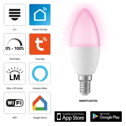 Smart LED colour lamp with Wi-Fi SMARTLIGHT30 8712412586530
