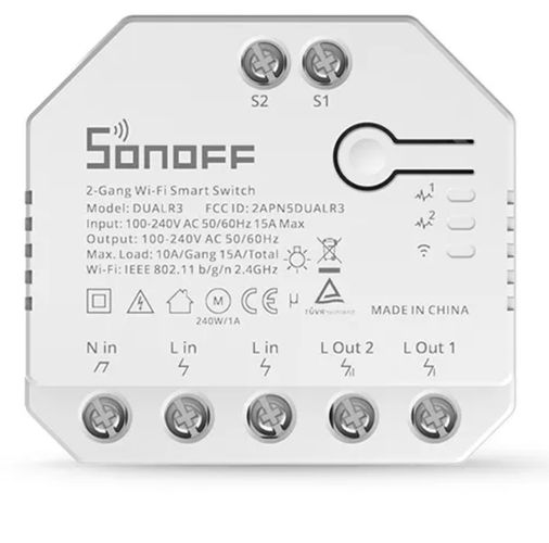 Dual Relay Wi-Fi Smart Switch DUAL R3 LITE, 2-ch, 230V 2x1650W, SONOFF SONOFF-DUALR3-LITE 6920075776966