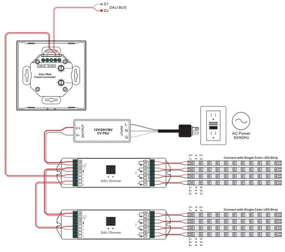 DALI süsteemi puutepaneel, DT6/DT8, RGBW, 4 tsooni, valge SR-2300TR-G4-DIM-EU