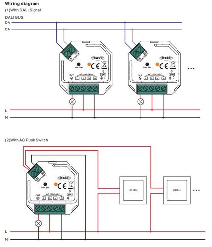 Valgustussüsteemi DALI kontroller, TIRAC + PUSH-DIM 230Vac, 400W, Sunricher SR-2303SAC-HP