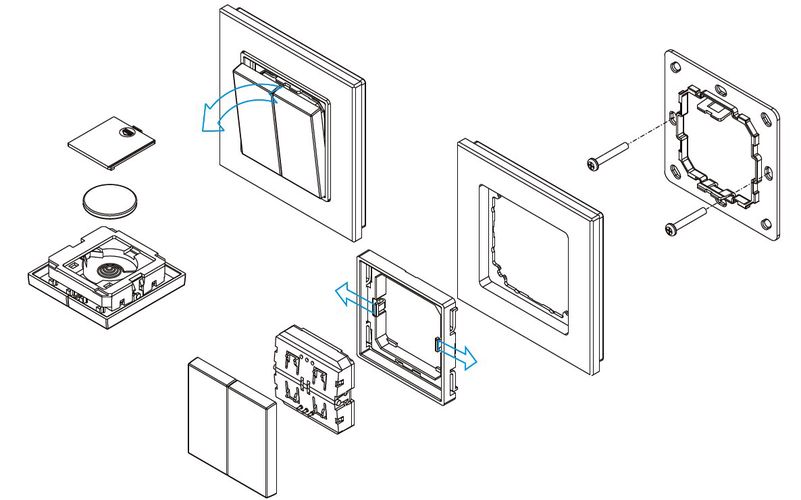 LED lighting systems dimmer, controls 2 zones, wall mount Easy-RF series, Sunricher SR-2801K2 4772081002438